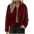 thumbnail image 2 of Delayuji Faux Suede Jacket For Women Lapel Casual Button Down Cropped Jacket Long Sleeve Outerwear Coats Work Clothes, 2 of 6