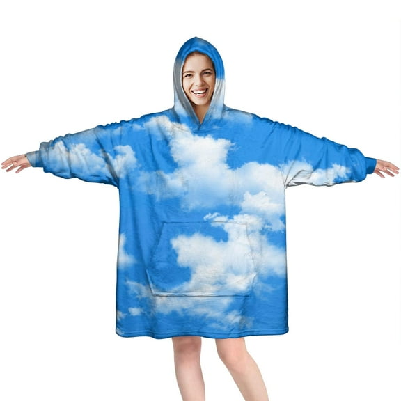 Comfy Wearable Blanket Hoodie for Women Men Adult, Oversized Sherpa Fleece Sweatshirt Blanket with Hood and Pocket