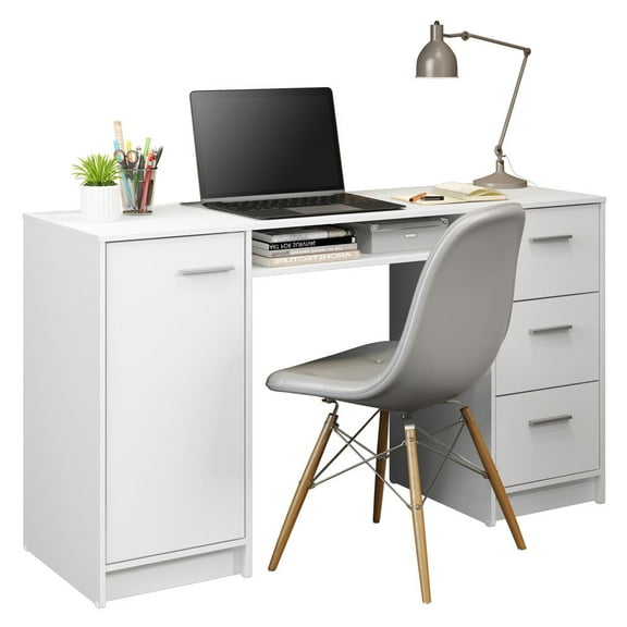 Escritorio de Oficina Madesa con 3 cajones y 1 puerta Blanco modelo Alaska