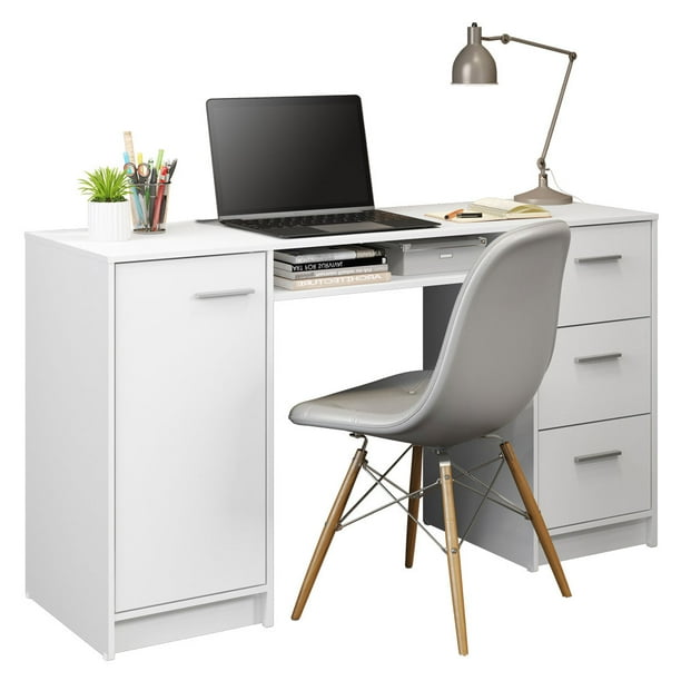 Escritorio de Oficina Madesa con 3 cajones y 1 puerta Blanco modelo Alaska