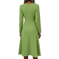 thumbnail image 4 of BOMYJESK Womens Summer Dresses Sexy V Neck Lightweight Breathable a Line Dress Smocked Flowy Casual Vacation Office Dress Green M, 4 of 5