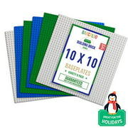 Barcaloo Building Bricks - 10 inch x 10 inch Baseplate - Variety 6 Pack compatible with all Major Brands