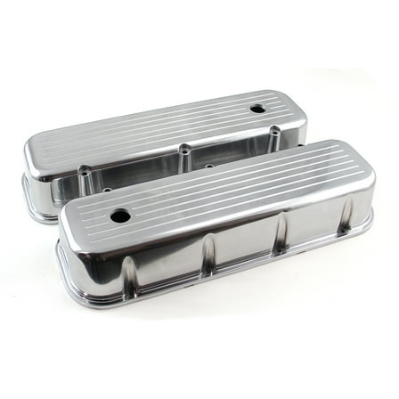 Speedmaster PCE314.1028.06 Compatible with Chevy BBC 454 Polished Aluminum Ball Milled Valve Cover - Tall w/ Hole