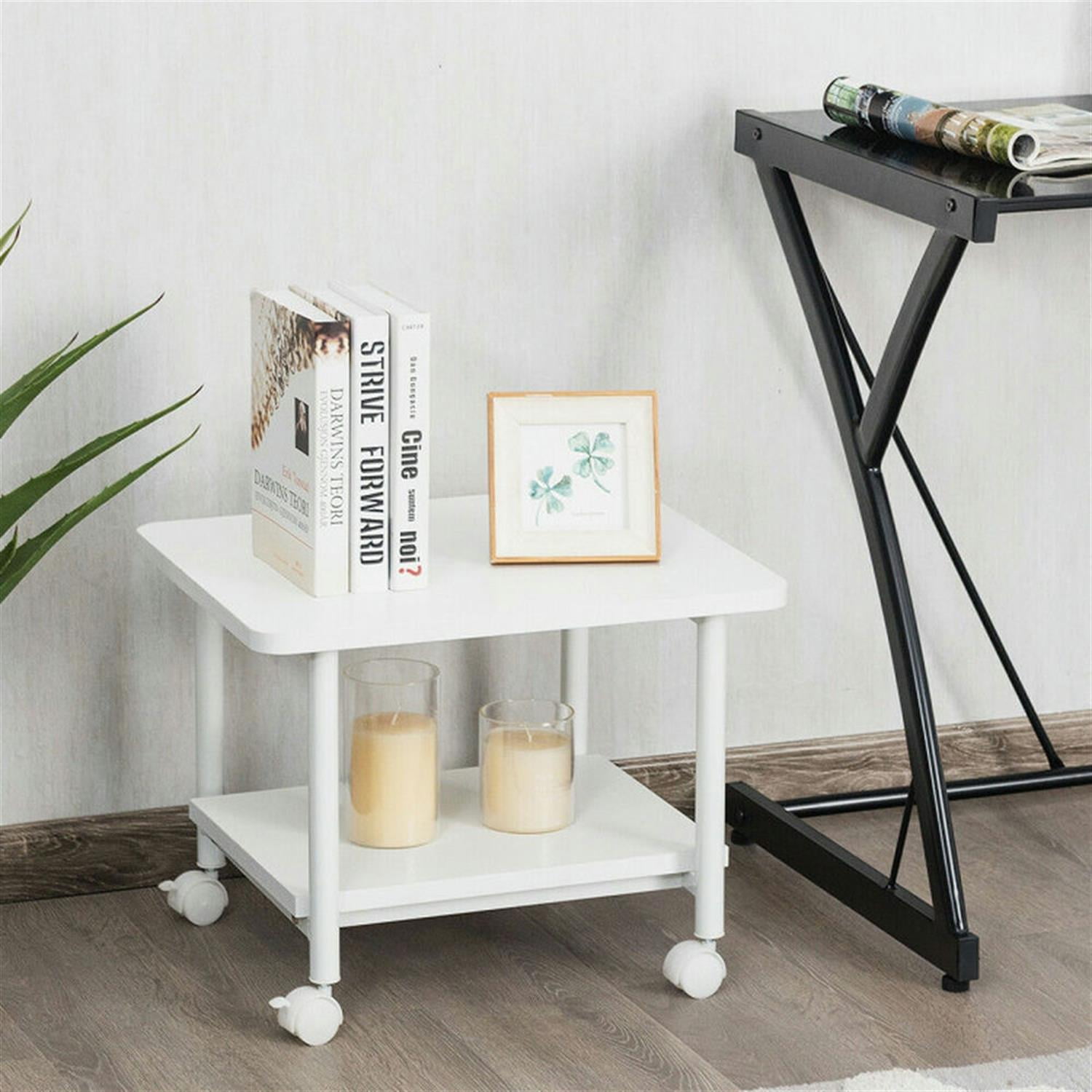 Demi Bonn Under Desk Printer Stand with 4 Wheels and Locking Mechanism, Laptop Workstation for Laptops, Books, Tablets, and Art, White