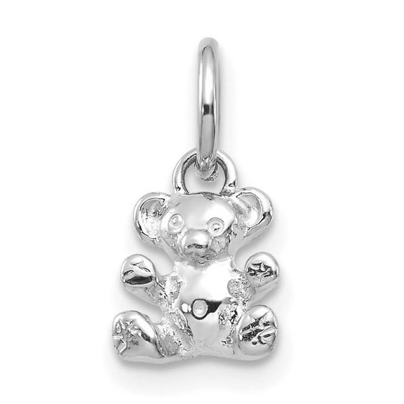14k White Gold Teddy Bear Charm Pendant