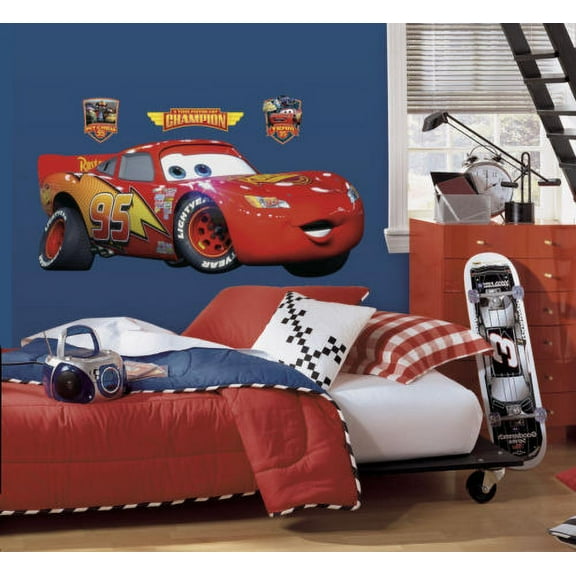 New GIANT LIGHTNING MCQUEEN WALL DECAL Disney Cars Movie Stickers Racing Decor