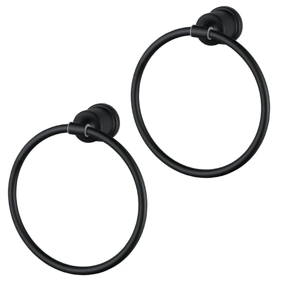 WOWOW Black Bathroom Towel Ring Stainless Steel Hand Towel Holder for Bathroom