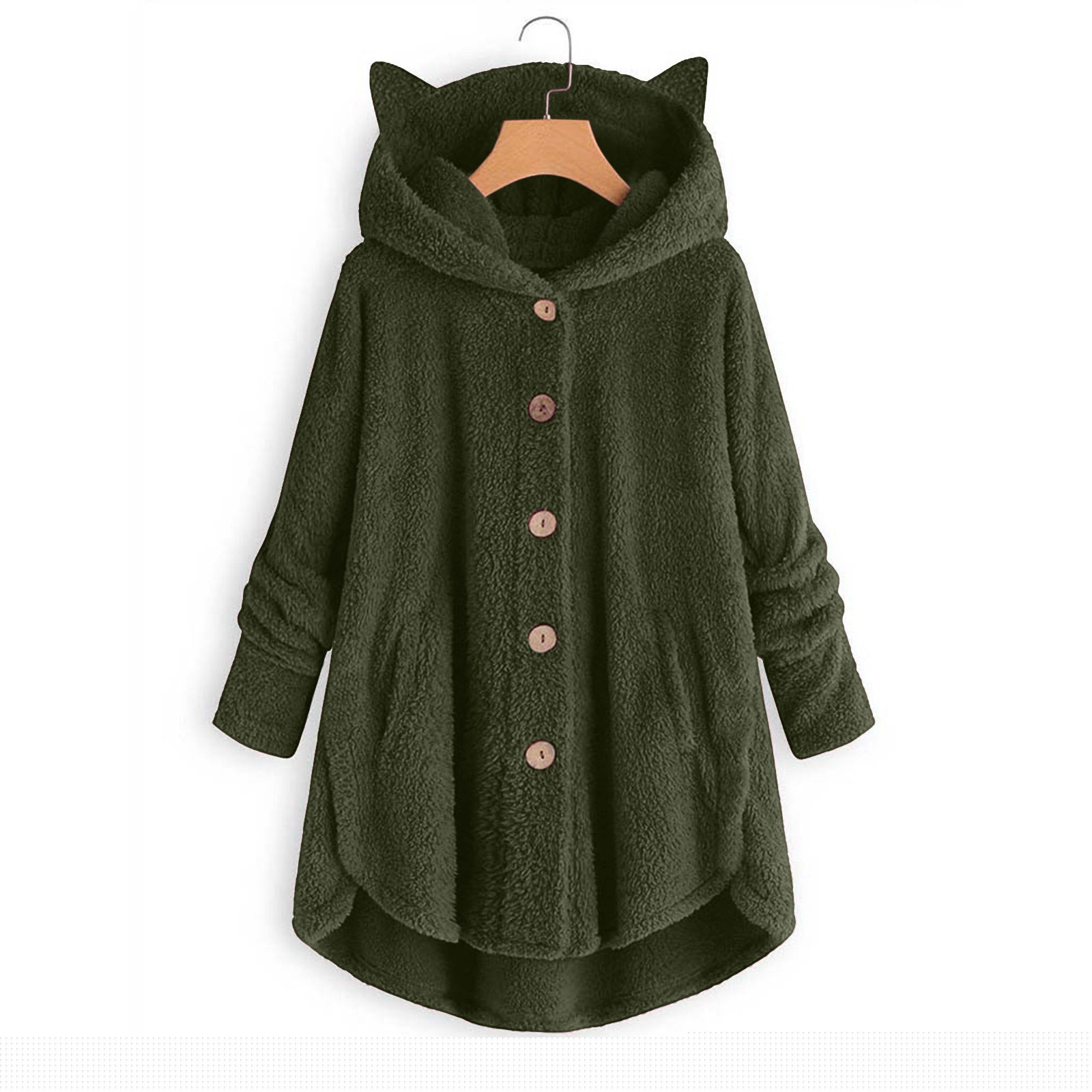 Army Green, variant on Jackets For Women Trendy Sevevn Women Coat Casual Double-Faced Fleece Fuzzy Faux Coats Warm Winter Outwear Jackets with Pockets