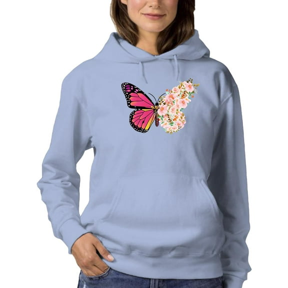 Flower Butterfly Hoodie Women -Smartprints Designs, Female 5X-Large
