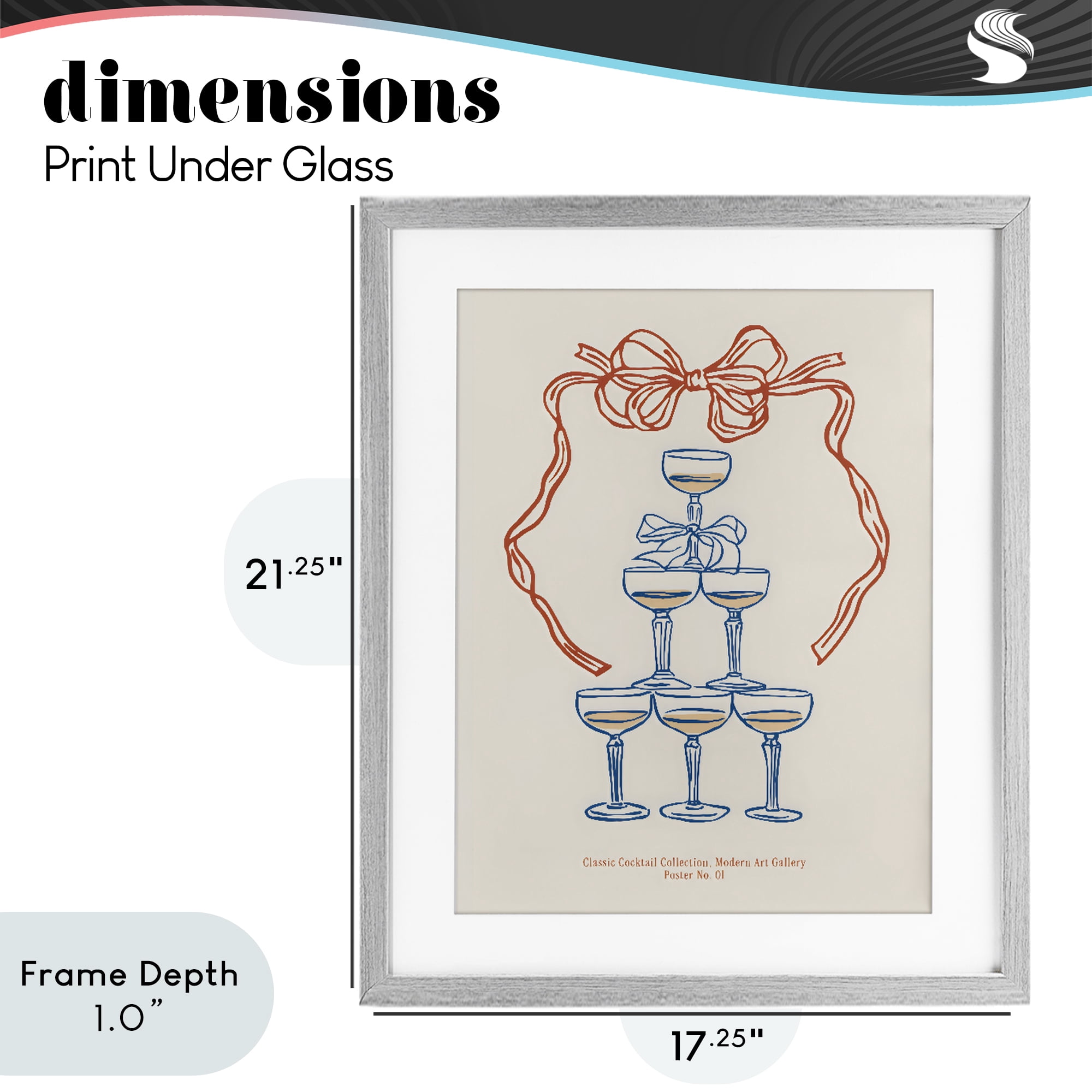 Stupell Industries Classic Cocktail Tower Gray Framed Print Under Glass, design by The Prints Vibe