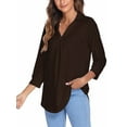 thumbnail image 3 of Sexy Dance Top de mujer con manga 3/4 y blusa holgada con cuello en V, 3 of 7