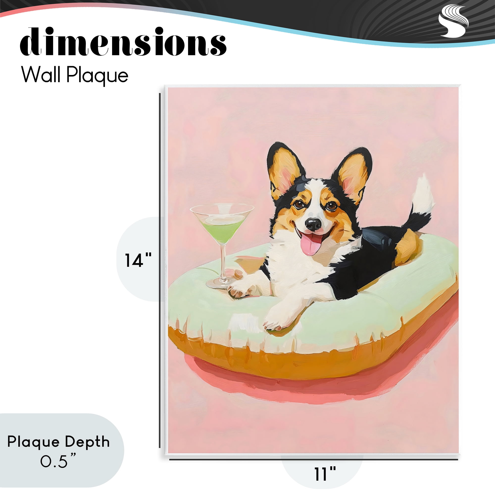 Stupell Industries Pastel Corgi with Cocktail Wall Plaque Art, design by The Prints Vibe