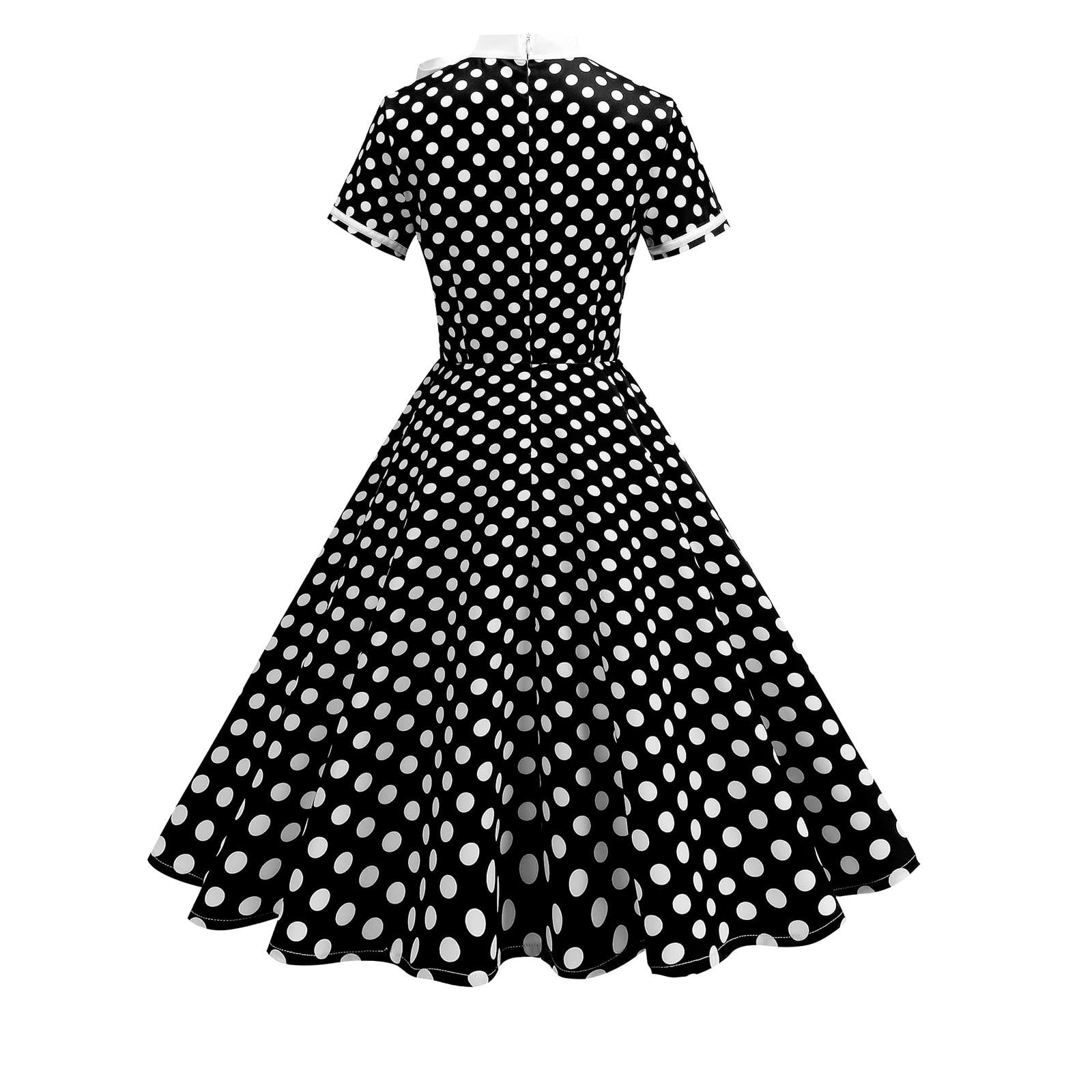 Sentmoon Dinner Dress Summer Polka Dots Print Spring Dresses for Women 2026 Short Sleeve Cocktail Plus Size Elegant Dresses for Women Beach Day Essentials for Festival and Music Event XL