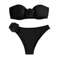 thumbnail image 4 of Ticikt Women's 3D Floral Bandeau Tankini Set Summer Swimwear Beach Two Piece Outfit with Cover up for Pool Party, 4 of 5