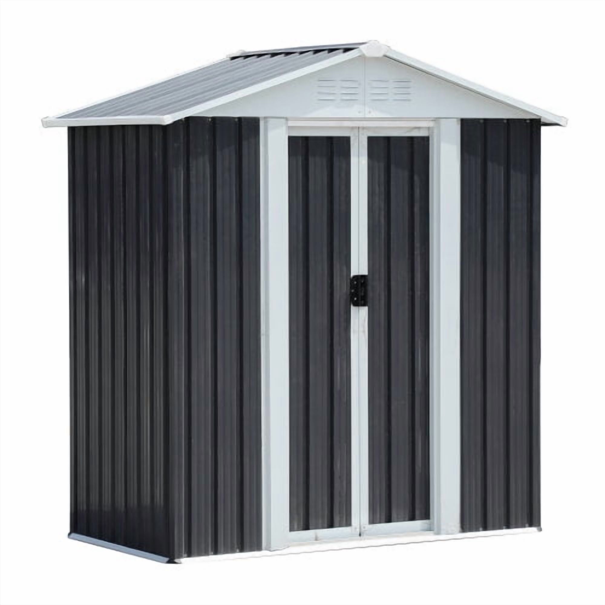 Outdoor Storage Shed 5X3 Feet Dark Grey Outdoor Storage Shed With Aluminum Alloy Frame With Base,Small Storage Shed