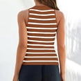 thumbnail image 2 of HBFAGFB Débardeurs Mode Femme Polyvalent Col Rond Sans Manches Côtelé Slim Rayé Gilet Marron Taille TG, 2 of 5
