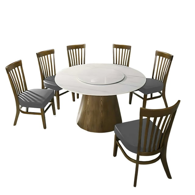 Comedor Redondo de 6 Sillas Elegante de Madera Bossa Yunno