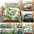 thumbnail image 2 of Bedroom Single Full Bed Double Size King 3D Plant Green Linens Pillowcase Set Bedding Cover Duvet Quilt, 2 of 7