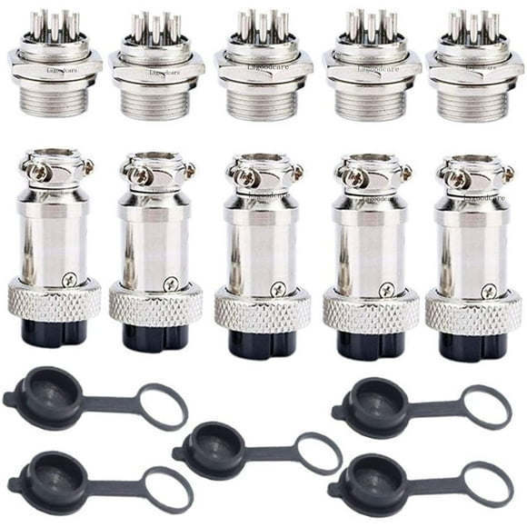 Aviation Connector Plugs, Lsgoodcare 16mm 8 Pin Din Female/Male Aviation Wire Connector Plug, AC 200V 5A GX16 Metal