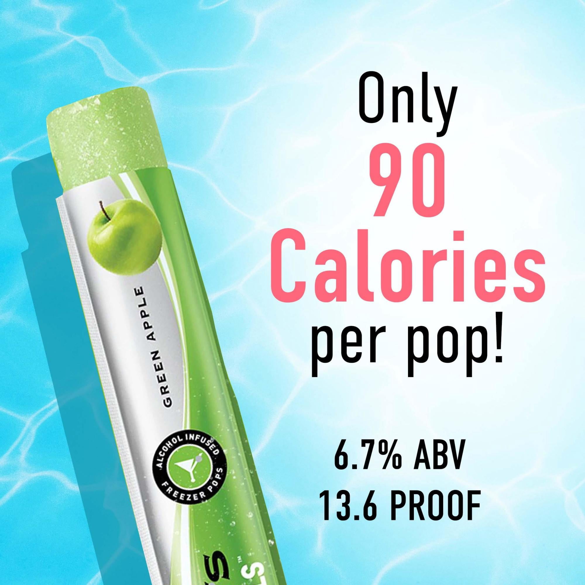 Daily's Poptails Alcohol Infused Freezer Pops Variety Pack, Strawberry, Green Apple and Watermelon, 12 Count