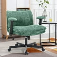thumbnail image 5 of Criss Cross Chair with Wheels and Adjustable Flip-Arms, Cross Legged Office Chair with Thick Cushion, Wide Makeup Vanity Chair, Comfy Swivel Desk Chair for Home Office, Apartment, Bedroom, Green, 5 of 10