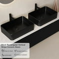 thumbnail image 4 of 60" Floating Bathroom Vanity with Double Sink, Modern Bathroom Vanities with Marble Countertop and Rectangular Ceramic Sink, Soft-Close Design, Natural Solid Wood Cabinet, Pre-Assembled, Gloss Black, 4 of 7