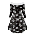 thumbnail image 3 of Summer Dresses For Women 2023 Long Sleeve Off-The-Shoulder Knee-High Dress Women Casual Christmas Print Long Sleeve Off Shoulder Knee Dress For Party Mini Dress, 3 of 5