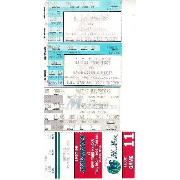 Dallas Mavericks 4 vintage home game ticket stubs
