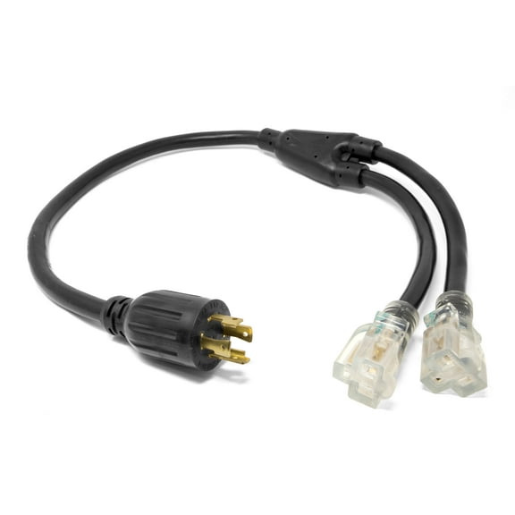 WEN 3 ft. 10-Gauge SJTW Generator Extension Cord Splitter (converts L14-30R to two 5-20R outlets)