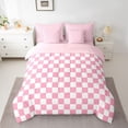 thumbnail image 2 of Homewish Geometric Plaid 7-Piece Twin Bedding Sets For Teens Boys Girls,Pink White Bedding Comforter Set,Vintage Aesthetic Breathable Sheet Sets,Super Cozy Room Decor,Reversible, 2 of 8