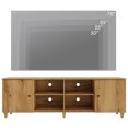 thumbnail image 4 of Modern Farmhouse TV Stand Cabinet for 75+ Inches TVs, Wood Entertainment Center with Door, Oak Brown, 4 of 6