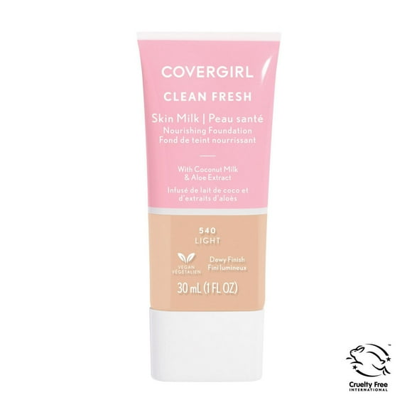 COVERGIRL - Clean Fresh Skin Tint Foundation, Formulated without Parabens, Sulfates, Mineral Oil & Talc. Made with Niacinamide, Coconut Milk & Aloe Extracts, 100% Vegan & Cruelty-Free