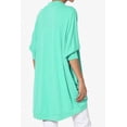thumbnail image 4 of TheMoogan Women's PLUS Cocoon Draped Jersey Knit 3/4 Sleeve Oversized Open Front Cardigan, 4 of 7