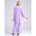 thumbnail image 4 of Mufeng Women 3 PCS Chiffon Pant Formal Suit with Tank Top Draped Cardigan Mother of Bride Dress Set Evening Gown Lavender 2XL, 4 of 9