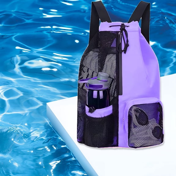 GASTROPOD Mesh Backpack,Drawstring Gym Bag for Men/Women - Mesh Beach Swim Bags Sports Backpack with Wet Pocket & Shoe Compartment,Purple