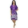 thumbnail image 2 of Bimba Women's Kimono Bridesmaid Purple Floral Satin Short Drawstring Kaftan-20, 2 of 7