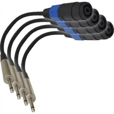 Seismic Audio SAPT54 (4 Pack), 1/4" TS Male to Speakon Adapter Patch Cable