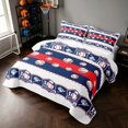 thumbnail image 3 of Manfei Baseball Bed Spread Queen, Sport Game Queen Coverlet Set, Red Navy, Reversible 3 Pieces, 1 Quilt and 2 Pillowcases, 3 of 7