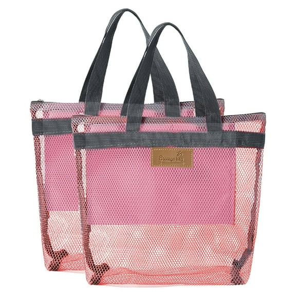 Portable Mesh Shower Caddy Tote Cosmetic Bag Hanging Toiletries Organizer For College Dorm Travel Beach Camping Bathroom Storage With Zipper Closure