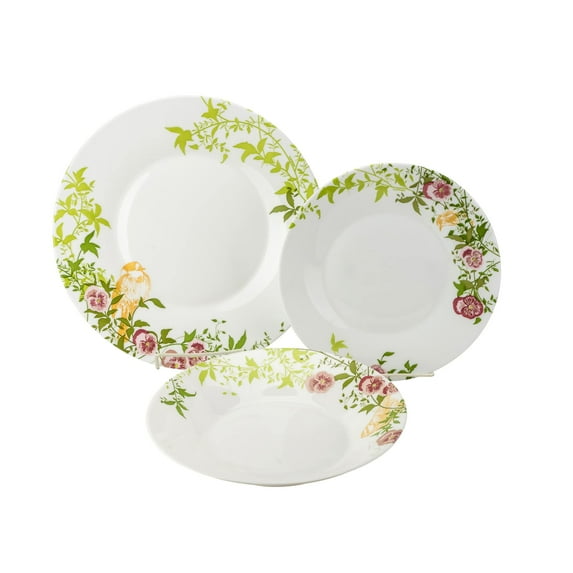 Stylish Round Durable Classic Kitchen Dinnerware Serving Platter Set for Indoor Outdoor Use - 18-pc Table Set, Latone