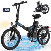 VARUN Folding Electric Bike, Peak 750W Ebike for Adults with 48V 7.8AH Removable Battery, 20" Electric Bicycle with 7 Speeds, Up to 40 Miles Range 20MPH, Black