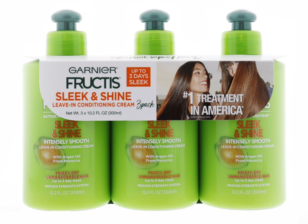 Product of Garnier Fructis Sleek & Shine LeaveIn Conditioning Cream, 3