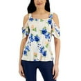 thumbnail image 3 of JM Collection Womens Printed Cold-Shoulder Top Deep Cobalt Combo S, 3 of 4