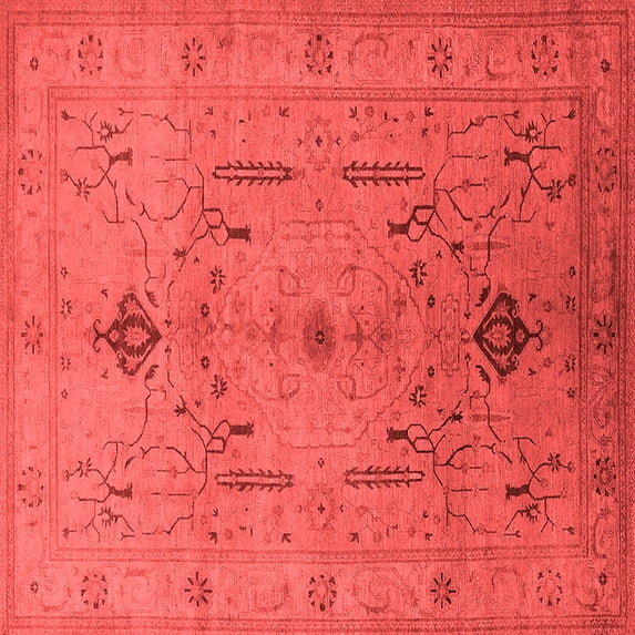 Ahgly Company Indoor Square Oriental Red Traditional Area Rugs, 7' Square