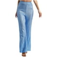 thumbnail image 3 of TiaoBug Womens Glitter Sequins Wide Leg Pants Rave Dance Fully Lining Loose Bling Trousers Light Blue L, 3 of 7