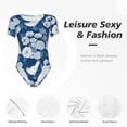 thumbnail image 6 of Uemuo Rose Flowers Pattern Women's One Piece Short Sleeve Swimsuit Rash Guard Surfing Modest Quick-drying Swimsuit Beach Essentials-X-Large, 6 of 9