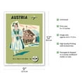 thumbnail image 2 of Austria - Austrian Woman in Dirndl Dress - KLM Royal Dutch Airlines - Vintage Airline Travel Poster c.1959 - Master Art Print (Unframed) 9in x 12in, 2 of 4