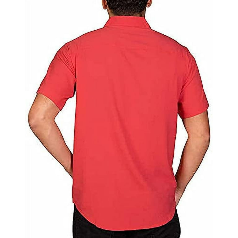 Columbia Men's Omni-Shade Sun Protection Short Sleeve Shirt (Sunset Red, S)
