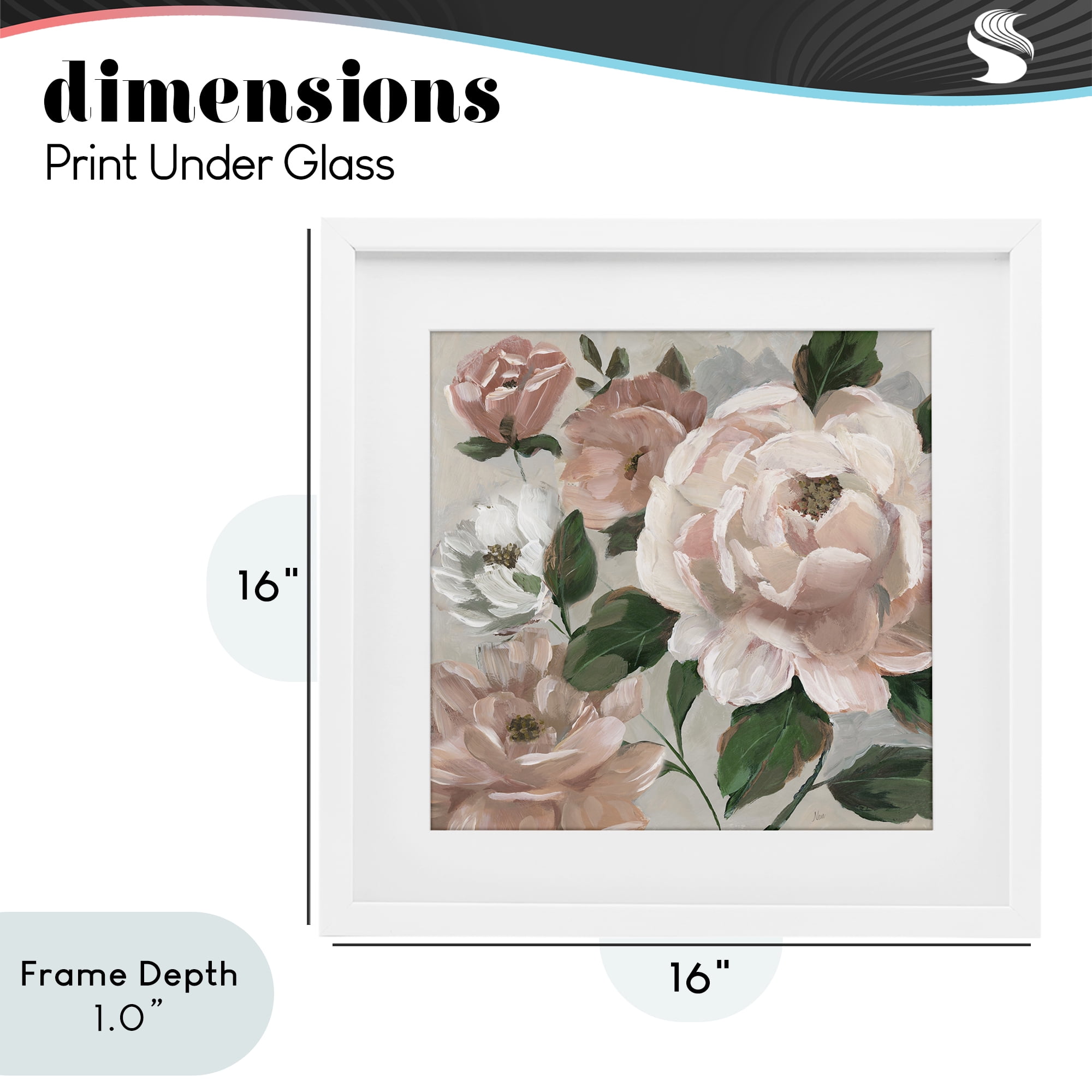 Stupell Industries Delicate Blush Peonies with Leaves White Framed Print Under Glass, design by Nan