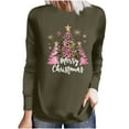 thumbnail image 2 of Craaazy Christmas Shirts for Women Trendy Shining Christmas Tree Printed Casual Round Neck Loose Long Sleeve Womens Top Gifts for Women, 2 of 6